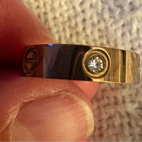 Jewelry - Gold Tone Ring with White Crystal Accents